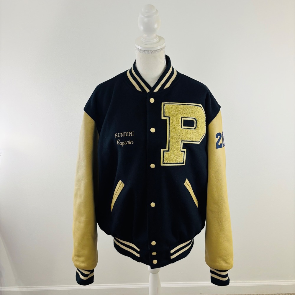 Holloway Platt High School Varsity Letterman Jacket Wool Leather Navy 2020‎